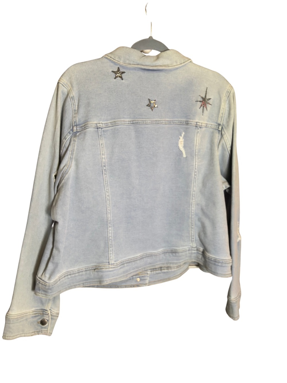 Lane Bryant Light Wash Star-Embellished Denim Jacket - Picture 2 of 5